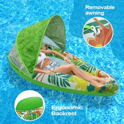 1pc Teardrop-Shaped PVC Inflatable Pool Float With Mesh, Suitable For Outdoor Summer Pool Parties, Leaf Pattern, Pool Lounge, Water Resting Chair. Strong Load-Bearing Capacity, Floats Easily On Water Surface. This Spacious Float Design Is For Relaxation, Suitable For Pool, Lake And Beach Vacation. Great For Sunbathing And Enjoying Drinks By The Pool. Lightweight And Portable, Beach Vacation Gear, Pool Accessory.