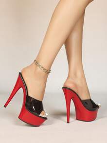 性感新款时尚夜店赛车模特钢管舞高跟防水厚底凉鞋 - 黑色 - 查看 2