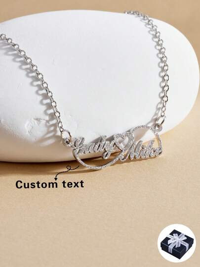 Personalized Stainless Steel Name Necklace For Women, Customized Couple Necklace With Two Names, High-End Gift For Couples, Mother, Friend, Classmate, Perfect For Valentine's Day, Christmas, Halloween, Mother's Day