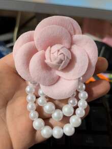 1pc Elegant Women Camellia Flower Faux Pearl Tassel Brooch Pin, Jewelry Accessory For Shirt Collar Dress Outfit, Party & Wedding Gift - 1 Piece Camellia Pearls - View 19