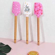 Bộ 1/3 thìa silicon cán gỗ, thích hợp dùng để làm bánh, trộn bơ và mứt, và làm dụng cụ làm bánh. - Nhiều màu - Xem 9
