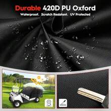 Golf Cart Seat Cover for EZGO Club Car  Cart 2/4 Passengers with 4-Sided Transparent Windows 7 Layers 300D Waterproof Universal Fit Golf Accessories - como en la foto - Ver 6