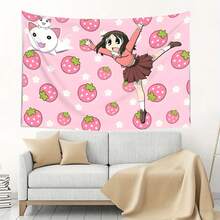 1pc,Large Wall Hanging - Featuring Bright Red Peaches And Character Designs, Perfect For Decorating Cafes, Studios, Or Lounges. Horizontal Orientation, No Electricity Required, Adorable Room Decor. - 1PC - View 2