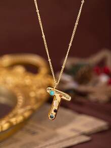 1pc Stylish And Simple Women's Necklace With 26 Letter Pendant (A-Z Capital Letters). Suitable For Everyday Wear, Unisex, And As A Gift For Friends. - Multicolor - View 29