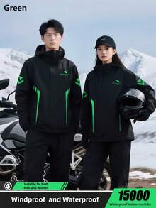 时尚男女通用雨衣套装，全身防水服，耐用雨衣，带反光条，防风防水，男女皆宜，是骑行、旅行、徒步、露营、钓鱼等户外活动的理想之选。 - Raincoat and Rainpants - 查看 17