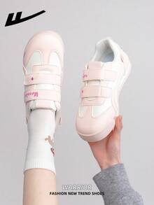 WARRIOR Women's Thick Sole Lace-Up Soft Bottom Casual Sneakers, Low-Top Flat Outdoor Shoes, Summer Commuter Shoes, Round Toe Low Heel Non-Slip Solid Color Elegant Soft Sole Shoes For Outings And Hiking, Suitable For Students Graduation Photos, Women's Low-Top PU Upper Sports Skateboard Shoes - Flour/Rice - View 7