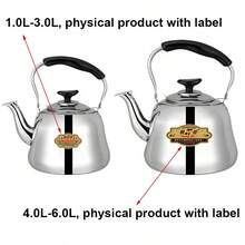 Stainless Steel Whistling Tea Kettle - Mirror Polished, Foldable Handle, Fast Boiling, 1L-6L Capacity, Suitable For Home And Restaurant Use - Silver - View 7