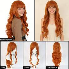 Stylish Women's Orange Silver-Gray Yellow Pink Purple Long Wavy Wig With Bangs | Cosplay & Daily Wear Synthetic Heat Resistant Hair Natural Looking Friendly Wig For Holiday Party & Events | Extra-Length Fluffy Curly Wig - Multicolor - View 6
