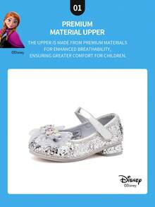 Disney 1 Pair Licensed Princess Shoes, Suitable For Daily And Holiday Outdoor Wear, Comfortable, Non-Slip, Breathable (Children Flat Shoes, Girls Shoes, Princess Shoes, Queen Shoes) - Silver - View 3