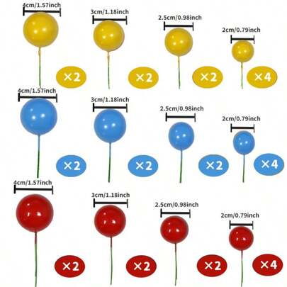 30pcs Mixed Color Cake Balls, 2/2.5/3/4cm Cake Decorative Balls, Suitable For DIY Cakes, Valentine's Day, Birthday, New Year Gifts, Party Supplies