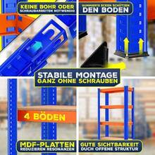 Garage Storage Racks - برتقالي/أزرق - 875 كجم - مشاهدة 6