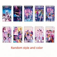 10 piezas de Cuadernos espirales portátiles con patrones de personajes de dibujos animados K-Pop y anime, 24 páginas, regalo de vacaciones para niños - Multicolor - Ver 8