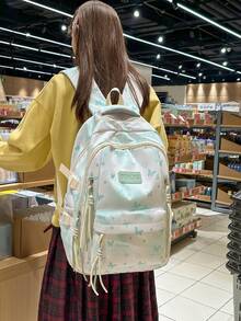 Mochila de nailon con estampado de mariposa y múltiples compartimentos, cabe portátil de 15.6 pulgadas, mochila ligera y multiusos para estudiantes, negocios, viajes y uso diario - Negro - Ver 7