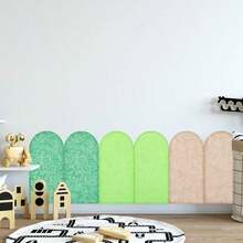 Jetec - Juego de 6 almohadillas para orejas de pared de fieltro para niños, anticolisiones, 3D, 15.75 x 7.87 x 0.35 pulgadas, panel de pared autoadhesivo para cabecero tapizado para autismo y sala de - Verde - Ver 1