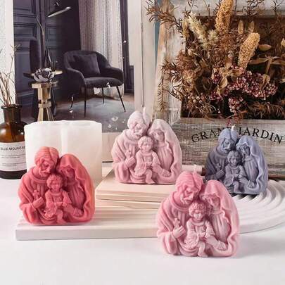 1个欧式家庭硅胶蜡烛模具，DIY 3D人像蜡烛石膏装饰硅胶模具