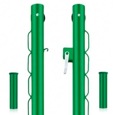 Tennis Posts with Net Crank Outdoor Heavy Duty Professional Green Tennis Permanent Court Kit for Net Quick Fixation System Equipped with a Cable Reel Round42 inches