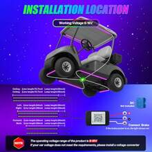 Golf Cart Underglow Light Strip Kit 9-16V Input Underbody Light Kit for EZGO Club Car  6PCS-Golf Cart Underglow Light Strip Kit - Kit de 6 tiras de luces LED para carritos de golf - Ver 5