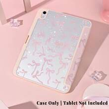 1pc Kawaii Pink Sparkle Bow Protective Cover With Pen Slot Multi-Angle Magnetic Stand Cover With Auto Sleep/Wake,Kawaii Tablet Case Compatible With Pro/Air/Compatible With Samsung Galaxy A9/S9/S7/S10+/Compatible With XIAOMI Pad/5/6/7 - Multicolor - View 5