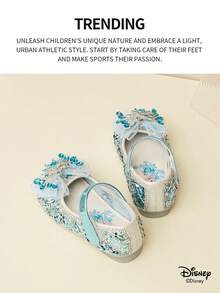 Disney 1 đôi giày công chúa có bản quyền, thích hợp cho việc đi lại hàng ngày và các hoạt động ngoài trời trong kỳ nghỉ, thoải mái, chống trơn trượt, thoáng khí (Giày bệt trẻ em, giày bé gái, giày công chúa, giày nữ hoàng) - Màu xanh nhạt - Xem 2