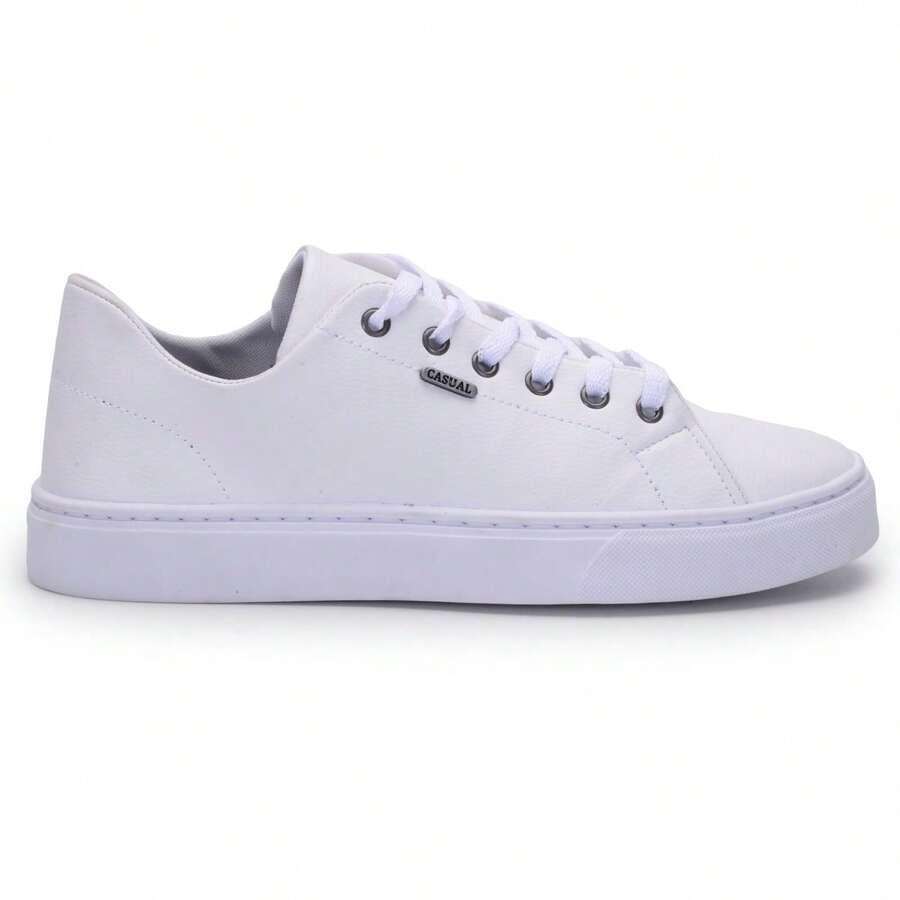 Basic Casual Sneakers With Eyelets, Lace-Up Closure, Perfect For Everyday Wear At Home, Office, Parties, And Vacations – Timeless. - White - View 1