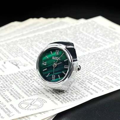 Reloj con anillo para hombre y mujer, esfera verde redonda con dedo de concha de aleación creativa, superventas, nuevoLeTssgShop