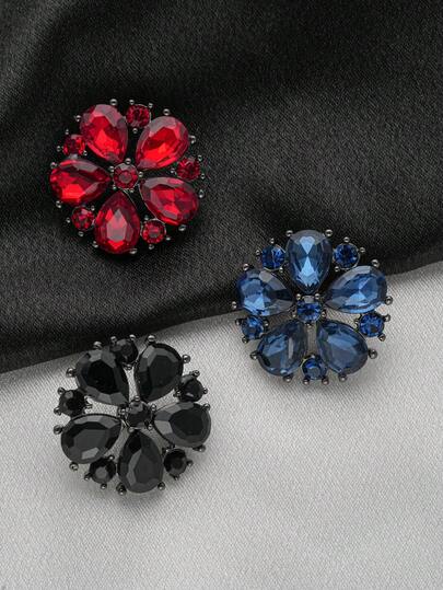 4 Stück/Packung blumenförmige Strass-Metallknöpfe, DIY-Dekoration für Pullover, Mäntel, Jacken, Hemden, Geschenkbox für Schals