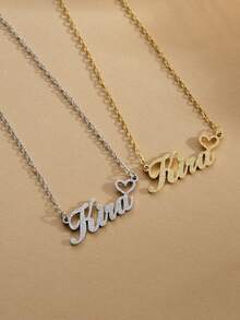 极简心形定制名字项链，不锈钢个性化项链，男女皆宜，百搭简约，休闲百搭，是送给女友、妈妈、家人、朋友、女儿的理想礼物，也适合周年纪念、情人节、母亲节、生日、毕业典礼、日常佩戴、婚礼、舞会等场合。此外，也适合送给男友、女友、爸爸、妈妈、家人、朋友，以及参加周年纪念、派对等场合。适合高中生、大学生、大一、大二、低年级学生佩戴。珠宝手表系列，当季精选，定制名字不锈钢项链，个性化铭牌 - 彩色 - 查看 3