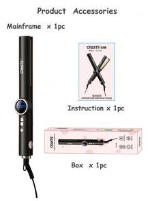 带显示屏的直发器，直发和卷发双重功能，温度可调，适用于刘海和各种发型设计 - 黑色 - 查看 12