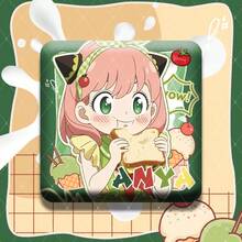 Anime Food Party Series Anya Personal Badge, Square Double-Sided Glitter Badge, Gift, Holiday Gift, Birthday Gift, Perfect Gift - Multicolor - View 8