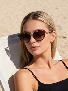 1pc Retro Y2K Cat Eye Fashion Glasses, Versatile Multi-Color Gradient Stainless Steel Frame, Ideal Gift For Men & Women, Suitable For All Seasons - Multicolor - View 2