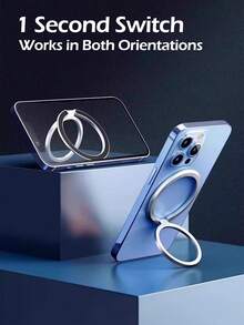 1pc Magnetic Phone Holder Ring Grip Kickstand, Strong Magnetism Removable Double Adjustable Finger Ring, Magnetic Cell Phone Stand Compatible With Mag Car Mounts, For IPhone 17/16/15/14/13 Pro Max Plus Mini, All Smartphones & - Multicolor - View 8