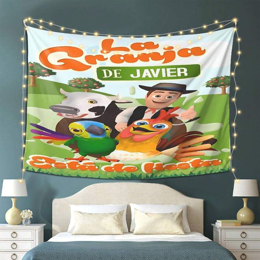 Zenón'' Cozy Farm "La Granja De Zenón" Tapestry - Soft Peach Light Beige Fabric Wall Ging Suitable For Living Room, Bedroom, Farm-Themed Decor - Horizontal Wall, Perfect Gift Idea - 1PC - Xem 1