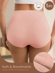 MEIYATING 1件装女士高腰显瘦英文印花纯棉舒适日常内衣 - 粉色 - 查看 3