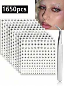 1650/1320/825/495/330/165 miếng dán cơ thể bằng acrylic mạ bạc Y2K 3-6mm gợi cảm + nhíp, miếng dán mũi và khuyên tai giả, miếng dán lông mày và môi giả không cần xỏ lỗ, trang sức cơ thể không cần xỏ lỗ, thích hợp cho các bữa tiệc và lễ hội âm nhạc. - bạc - Xem 2