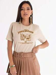 Young Ladies T-Shirt, 100% Combed Cotton - Beige - View 3