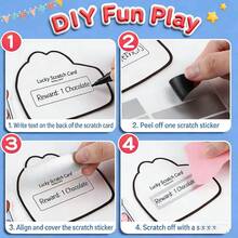 Scratch Card Coating DIY Hand Sticker, Scratch-Resistant Coating, Self-Adhesive Password Sticker, Scratch Card, Scratch Coating DIY, Homemade Scratch Card Creative Peel-Off Card For Elementary School Students Interaction Lottery Coupon Encouragement - Rectangle - View 4