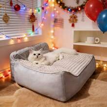 Canapé extra large pour chien, taille XL 120x90x25 cm, lit d'hiver chaud et moelleux pour chien, cadeau idéal pour les Golden Retrievers, Labradors, Bouledogues français et Bergers allemands. - Gris tourterelle - Voir 16