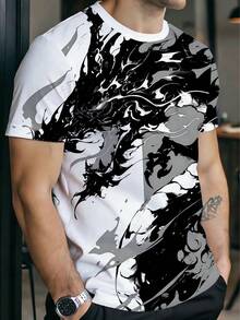 男士水墨龙纹印花休闲百搭日常短袖T恤 - 彩色 - 查看 3