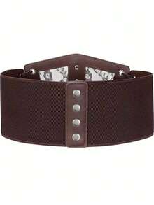 1件女士文艺复兴风格配饰咖啡棕色弹力腰带束身胸衣蕾丝网纱性感收腰带，适合万圣节派对或日常穿着 - 咖啡棕 - 查看 5