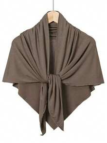 1pc Women's Soft & Comfortable Brown Jersey Hijab, Easy To Wear Muslim Headscarf - Multicolor - View 6