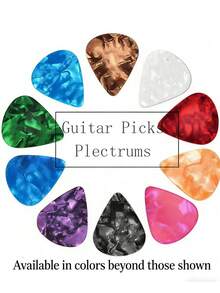 6pcs Guitar Picks, 0.5mm, Assorted Colors Celluloid Material, Suitable For Bass, Electric Guitar, Acoustic Guitar, Ukulele, Random Colors, Great Gift For Holidays - Multicolor - View 2