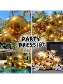 20pcs 4D Round Aluminum Foil Balloons - Shiny Balloons, 360 Degree Rotating Balloons, Metallic Balloons, Summer Pool Party Decor/Photography Props, New Year, Photography Props, Party Table Decor, Mirror Balloons, Balloon Arch Kit, Birthday Balloons, Birthday Party Balloons, New Year Foil Balloons, Happy Birthday Balloons, Party Decorative Balloons, Floating Luminous Balloons - Multicolor - View 6