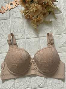 Set Of 2 Lace Bras With Padded Cups, Adjustable Straps, Reinforced Underwire, Polyamide Bras For Comfort And Support - 2 Beige - View 2