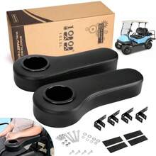 10L0L Golf Cart Rear Seat Kit Arm Rest Set with Cup Holder for  EZGO Club Car Golf Cart UV-Proof Coating Long Lasting No Drilling Kits Include - Negro - Ver 1