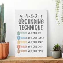 1pc Framed Wall Deocr Canvas Poster Grounding Technique Control Calming Corner Posters, Mental Health Posters, Office Wall Decor, Classroom Educational Poster Emotions Chart Coping Skills, Counselor Office Decor, Wall Art With Frame - I - View 4