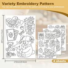 Cute Bear Dessert Pattern DIY Embroidery Kit Thread & Needle Self-Adhesive Water-Soluble Stickers - 2ST-a - View 3