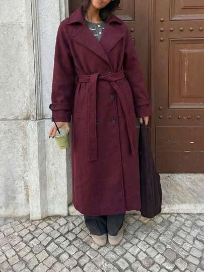 Women's Classic Double-Breasted Wool Coat, Winter New Arrival