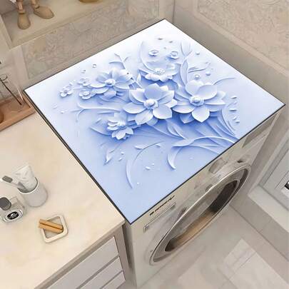 1pc Green Floral Pattern, Warm Family Atmosphere, Diatomite, Non-Slip, Suitable For Washing Machine Cover Mat, Dryer Cover Mat, Coffee Machine Mat, Kitchen Countertop Mat, Multi-Purpose Household Mat