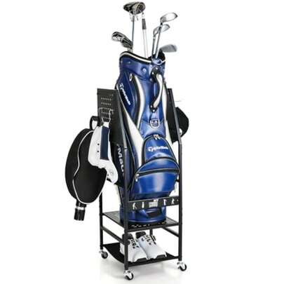 Golf Storage Garage Organizer Golf Bag Storage Stand and Other Golfing Equipment Rack Extra Storage Rack for Golf Clubs
