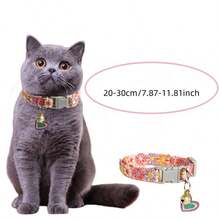 Cat Collar With Lace Embroidery, Pet Accessory With Bell, Pet Necklace - Pink - View 4